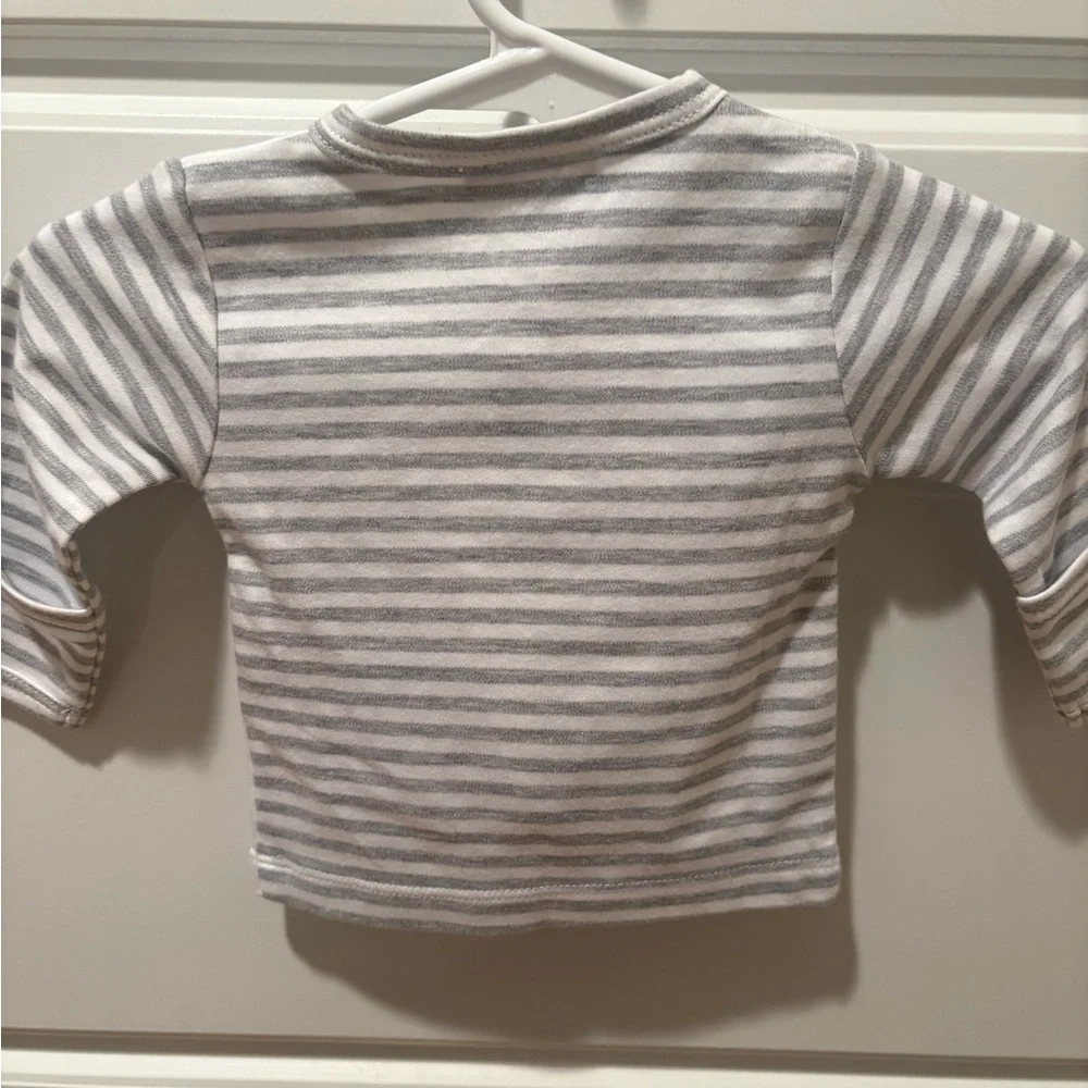 Kissy Kissy Gray & White Striped Set w/ Sports Embroidery Size 0-3